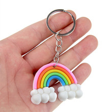 New Fashion Silicone Clouds Rainbow Keyring Woman Girls Key chains High Grade Handbag Car Keychain Keyholder Accessories Jewelry 2024 - buy cheap