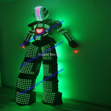 Iluminação led fantasia de robô david guetta kroman, com tela led digital no peito e capacete digital 2024 - compre barato