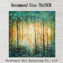 Skills Artist Hand-painted High Quality Abstract Green Oil Painting On Canvas Green Trees Oil Painting For Home Decoration 2024 - buy cheap