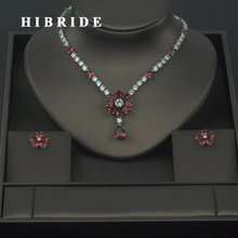 HIBRIDE 4 цвета в наличии элегантный цветочный дизайн разразы CZ паве ожерелье серьги наборы для женщин ювелирные наборы подарки 2024 - купить недорого