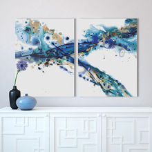 Pintura abstracta al óleo azul, arte de pared decorativo nórdico sin marco para sala de estar, dormitorio, decoraciones para el hogar, póster, lienzo 2024 - compra barato