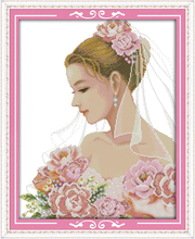 Hot Beautiful bride people home decor canvas Cross Stitch kits 14ct white 11ct print embroidery DIY handmade needlework wall 2024 - buy cheap
