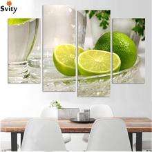 4 panels lemon fruit green canvas painting modern wall paintings for home decorative wall art picture paint on canvas prints 2024 - buy cheap