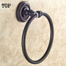 American towel ring All copper bathroom hardware accessories Black archaize towel ring towel rack 2024 - buy cheap