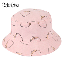 Winfox Blue Pink Strawberry Bucket Hat Women Men Fisherman Panama Caps Casual Unisex Double Side Outdoor Fishing Hats Gorro 2024 - buy cheap