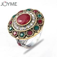 Joyme Best Quality Vintage Bohemian Resin Rings For Women Antique gold Alloy Carving Rings Size 7 8 9 10 Fashion Jewelry halka 2024 - buy cheap