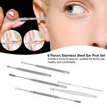 6pcs Stainless Steel Ear Pick Set Curette Ear Wax Remover Spiral Spring Earpick Ear Cleaner Health Care Tools of Handle Design 2024 - buy cheap