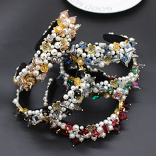 Vintage multicolor headband Baroque exaggerated crystal pearls with headband catwalk dance party luxury multicolor headband 672 2024 - buy cheap