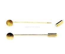 70 sets sale Gold Brooch Pins, Gold Stick Pin - Craft Supplies, Brass Brooch Pins with 8mm glue pad 2024 - buy cheap