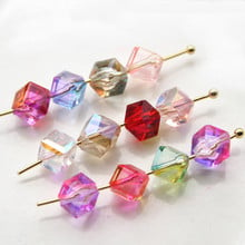 50 PCS 6mm Square-shape Crystal Lampwork Bead Hole Beads Loose Beads For Jewelry Making 2024 - buy cheap