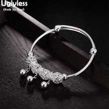 Uglyless 100% Real 990 Full Silver Tassel Balls Bangles for Women Hollow Beads Bracelets Ethnic Push-pull Bangle Fine Jewelry 2024 - compre barato