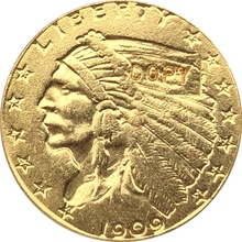 Позолоченная индийская монета с изображением орла 24 К, 1909 $2,5, бесплатная доставка 2024 - купить недорого