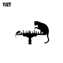 YJZT 14.2CM*9.7CM Cat Mouse Chess Decal Vinyl Car Sticker Black Silver C10-02436 2024 - buy cheap