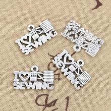 20pcs Charms I Love Sewing 20x12mm Antique Bronze Silver Color Pendants Making DIY Handmade Tibetan Bronze Silver Color Jewelry 2024 - buy cheap