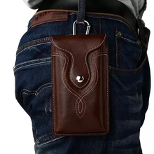 Universal Leather Waist Belt Clip Hook Loop Case Cover Bag Holster For Multi Smart Phone Smartphone Model Between 5.1-5.9 inch 2024 - buy cheap
