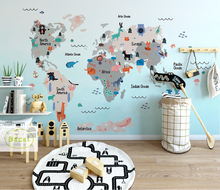 Papel de parede bacal personalizado 3d, papel de parede para quarto de crianças com desenho de avião vela, mapa mundi, fundo 3d, decoração com mural 2024 - compre barato