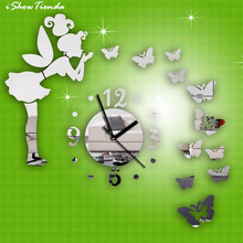 New Hot Modern Style Butterfly Fairy DIY Mirror Wall Clock Wall Sticker Home Decor Dropshipping Mirror Wall Stickers 2024 - buy cheap