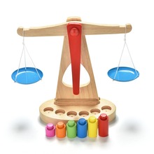 1 Set New Small Wooden New Balance Scale Toy For Kids Babies Children With 6 Weights Educational Toy 2024 - buy cheap