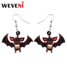 WEVENI Acrylic Halloween Sweet Bat Earrings Drop Dangle Anime Animal Jewelry For Women Girls Female Party Gift Dropship Charms 2024 - buy cheap