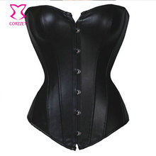 S-6XL Women Plus Size Corselet Overbust Black Leather Corset Top Bustier Sexy Punk Rock Strapless Gothic Corsets and Bustiers 2024 - buy cheap