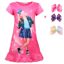 Новые летние платья для девочек Jojo Siwa, детская одежда для сна, одежда для дня рождения, радужная ночная рубашка с бантом 2024 - купить недорого