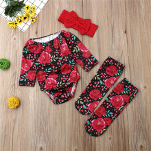 0-24M Baby Girls Rompers Newborn Baby Girls Long Sleeve Romper Headband Jumpsuit 2019 Spring Children Kids Outfit Clothes 3pcs 2024 - buy cheap