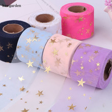 Kewgarden-Cinta de gasa con lazo hecha a mano, 10cm, 6cm, estampado en caliente, estrellas, Seersucker, cintas suaves, accesorios DIY, 25 metros 2024 - compra barato