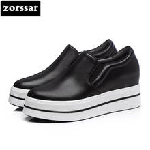 {Zorssar} Brands 2018 New Fashion Genuine Cow Leather Leisure Slip on flat shoes Women sneakers platform Casual Flats Loafers 2024 - buy cheap