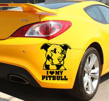 Adesivo de carro i love my pitbull adesivo de vinil à prova d'água, decoração de janela de carro, arte removível, mural de automóveis 2024 - compre barato