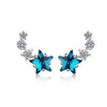 New Fashion 925 Sterling Silver Zircon Earrings Cute Blue Crystal Star Earrings For Women oorbellen pendientes Drop Shipping 2024 - buy cheap