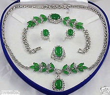 Conjunto de joyería de jade verde, collar, pulsera, pendientes, anillo, joyería para fiesta de boda, gran oferta, nuevo estilo 2024 - compra barato