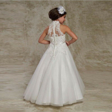 White Lace Girls Dresses Floor Length First Communion Dress Princess Dress 2024 - buy cheap
