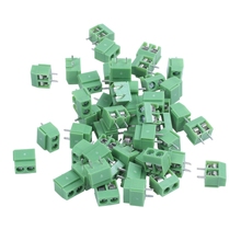 50 Pieces 2 Pin 5 mm Pinch PCB Mount Screw Terminal Block Connector 300V 10A (Green) 2024 - buy cheap