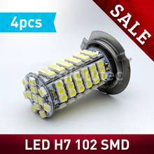 4pcs H7 102 LED 3528 SMD 1210 102Led 102Smd Car Auto light Pure White headlight Fog Lights Bulb Lamp 6000K DC12V GLOWTEC 2024 - buy cheap