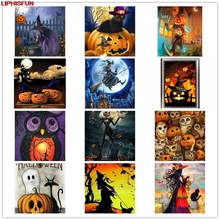 Pintura de diamantes 5D para manualidades, bordado de diamantes cuadrados/redondos de resina, punto de cruz, decoración de dibujos animados, Halloween, calabaza, fantasma 2024 - compra barato