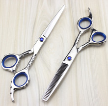 Classic 6 inch 440c Snakeskin cut hair scissors thinning shears hair makas cutting barber tools scisor hairdressing scissor set 2024 - buy cheap