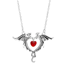 MQCHUN-collar de doble dragón con personalidad, Gargantilla Punk, corazón de cristal rojo, dijes, collar gótico, accesorios de joyería-30 2024 - compra barato