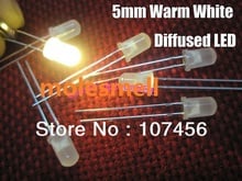 Lámpara led redonda de 5mm, 100 unids/lote, LED blanca cálida difusa de 5MM, lámpara LED redonda de gran angular, diodo emisor de luz de 5mm 2024 - compra barato