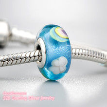 Spring 925 Sterling Silver Iridescent Rainbow Charm, Murano Glass Charm Beads Fit Original Brand Charms Bracelet jewelry 2024 - buy cheap