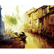 ¡Caliente! Arte de pared con cuadro Cuadro por números DIY lienzo Digital pintura al óleo decoración del hogar Estilo de China Ciudad de Agua DY309 2024 - compra barato