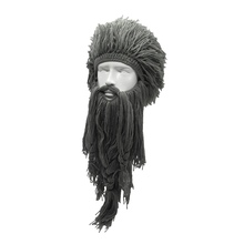 Chapéus criativos de inverno, fantasia de inverno, peruca de malha unissex, chapéu de barba 2024 - compre barato