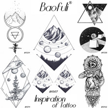 BAOFULI Men Temporary Geometric Universe Tattoo Waterproof Mountain Galaxy Planets Fake Tattoo Body Arm Painting Tatoos Stickers 2024 - buy cheap
