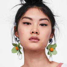 FASHIONSNOOPS Resin Big Flower Charm Pendant Hot Fashion Earring For Women Wedding Jewelry Statement Dangle Drop Earrings 2024 - buy cheap