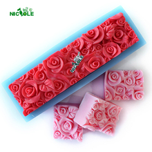 Rose Flower Silicone Loaf Soap Mold Rectangular Embossed Decoration Mould DIY Handmade Tool 2024 - buy cheap