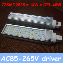 Новый bombillas светодиодный g24 220 v 4 pin Светодиодный лампа 14 W AC 85-265 V Светодиодный светильник SMD 2835 яркий теплый белый/холодный белый 2 шт./лот 2024 - купить недорого