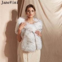 JaneVini 2019 Elegant Soft Winter Faux Fur Stole Bridal Wedding Wraps and Shawls Warm Women Cape Cloak Evening Party Accessories 2024 - buy cheap