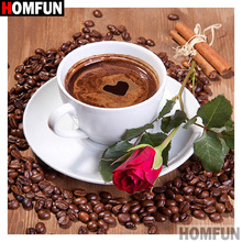 Homfun quadrado completo/broca redonda 5d diy pintura diamante "copo de café flor" 3d bordado ponto cruz 5d decoração presente a16815 2024 - compre barato