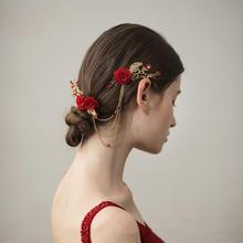 Coroa de cabelo com strass para casamento, acessório boêmio de cabelo com flores vermelhas, pente de coroa para noite, acessórios para cabelo 2024 - compre barato