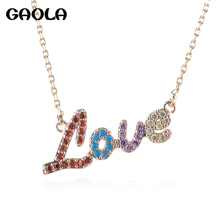 GAOLA Hot Love Pendant Necklace Rhinestone Letter Alphabet Gold Collars Trendy New Charms Necklaces For Women Girl GLD1353 2024 - buy cheap