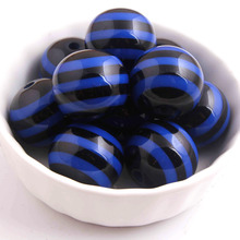 Kwoi vita Halloween Beads Chunky Round  20MM Black with dark blue Color 100pcs Resin Strips Beads   Jewelry 2024 - buy cheap